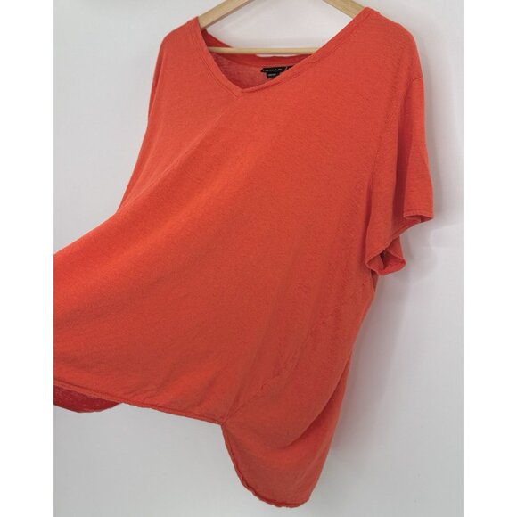 Tahari Plus Size Red Orange V-Neck 100% Linen Tee‎ Shirt Size 3x Cropped? Boho - Picture 4 of 10